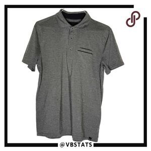 Prana Mens Striped Pullover Collared Short‎ Sleeve Polo Shirt Gray Size Large